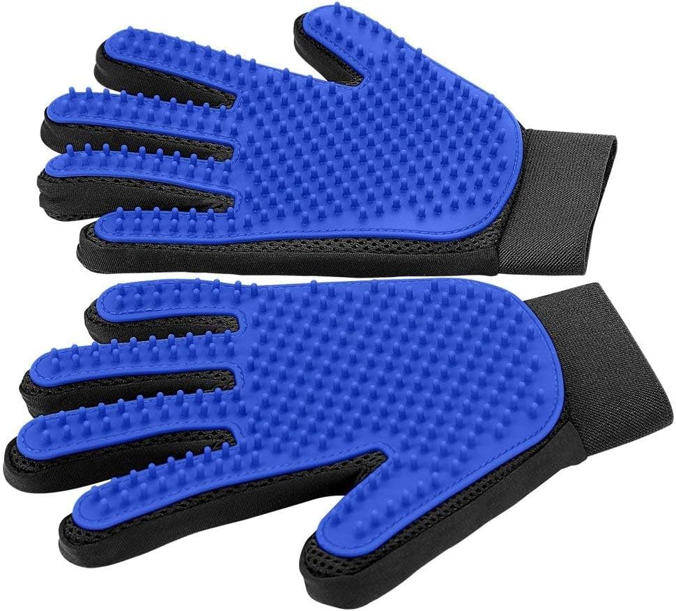 Upgrade Efficient Pet Hair Remover Gloves - Gentle Shedding Brushes for Dogs, Cats & Horses with Long and Short Hair