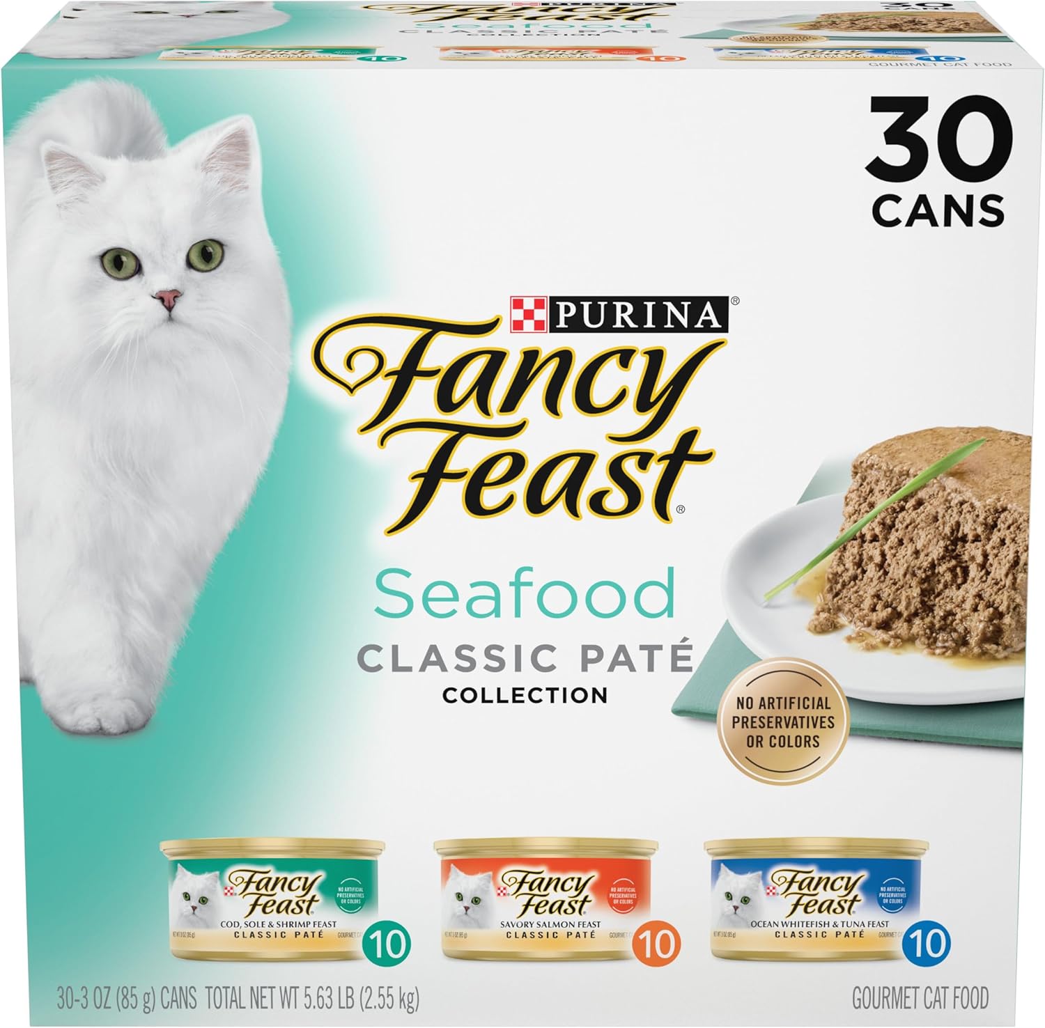 Fancy Feast Seafood Classic Pâté Variety Pack – 30 Cans