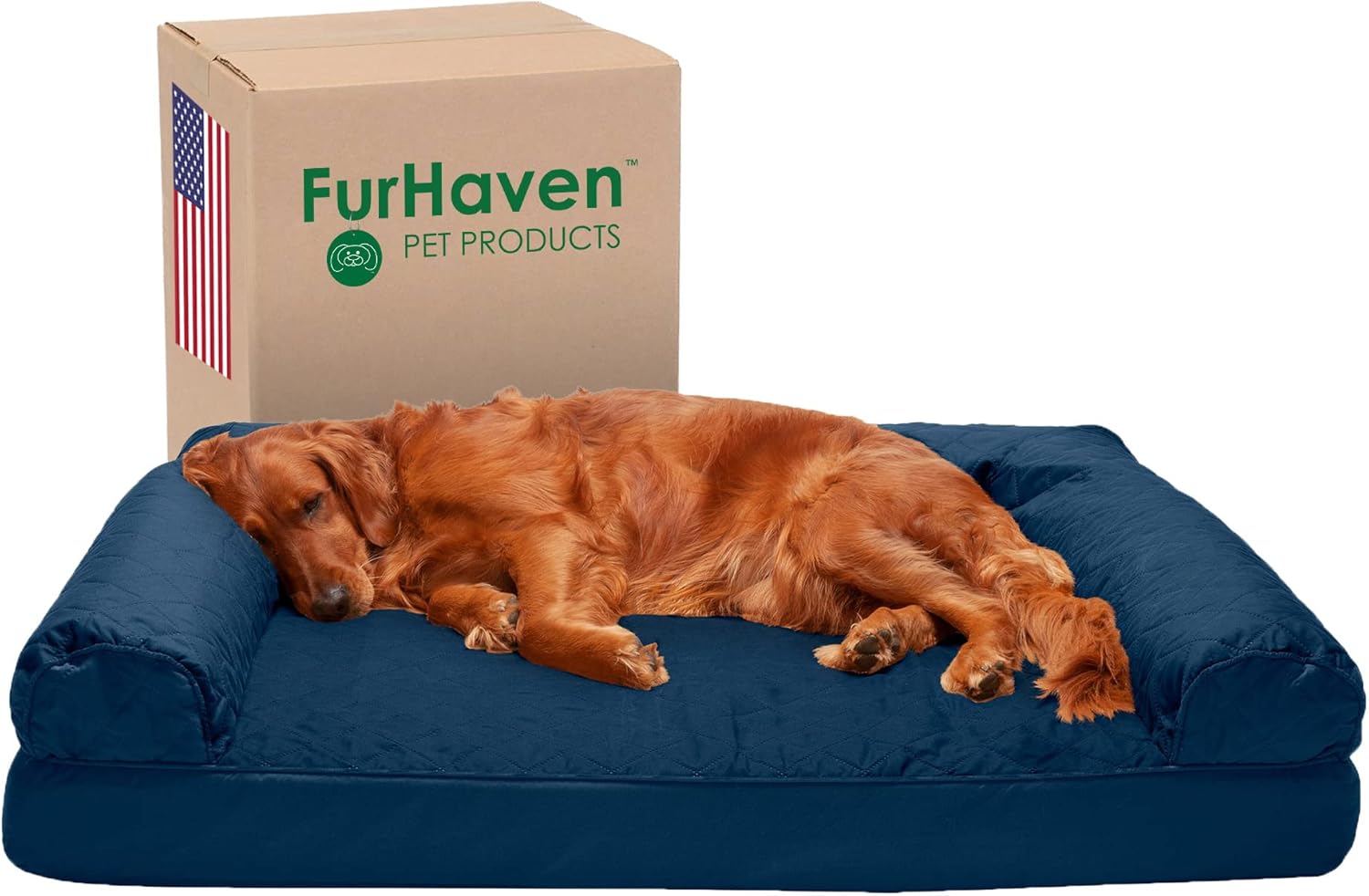 Furhaven Orthopedic Dog Bed for Large Dogs, Removable Bolsters & Washable Cover, For Dogs - Quilted Sofa