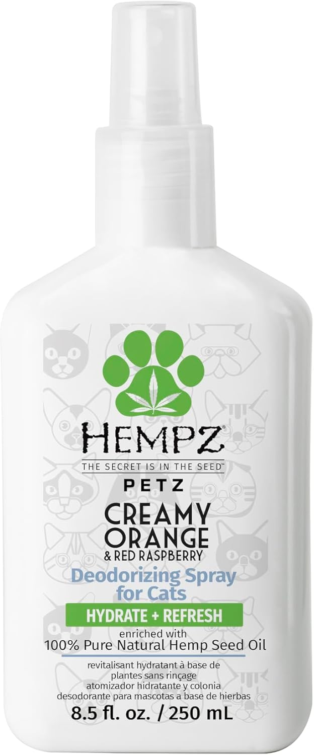 Hempz Petz, Cat Deodorizing Spray, Pet Cologne, Creamy Orange & Red Raspberry Deodorizing Spray