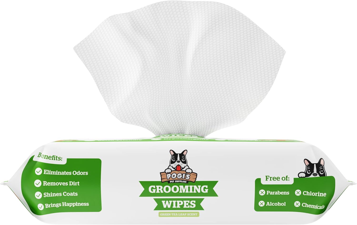 Pogi’s Dog Grooming Wipes – Hypoallergenic Pet Wipes for Paws, Body & Butt – Cleaning & Hydrating, Green Tea Scent, 100-Count