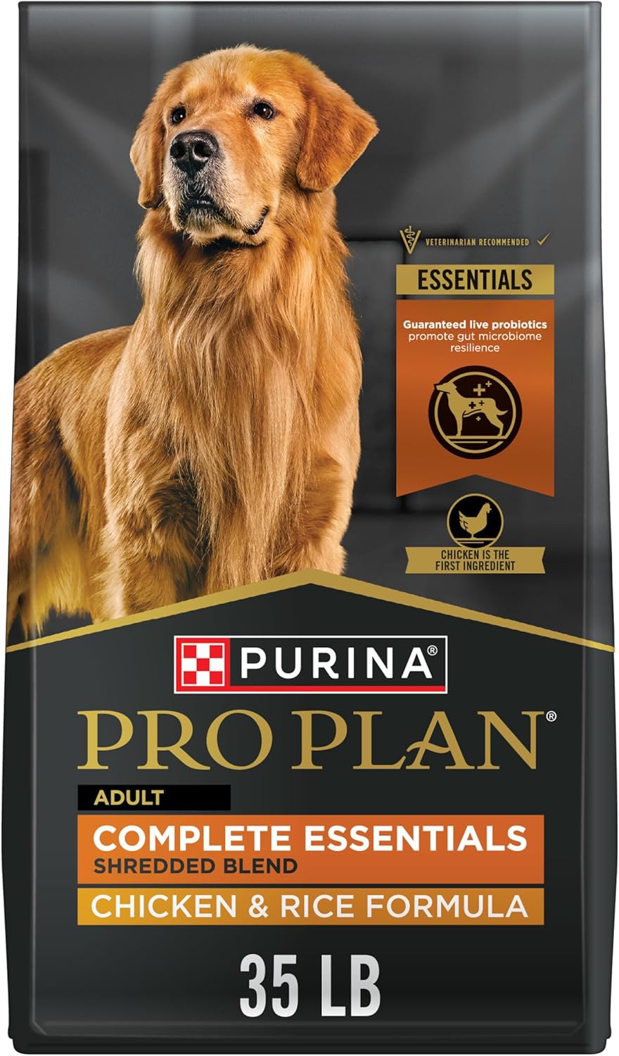 Purina Pro Plan Complete Essentials Shredded Blend Chicken and Rice Dog Food Dry Formula with Probiotics for Dogs