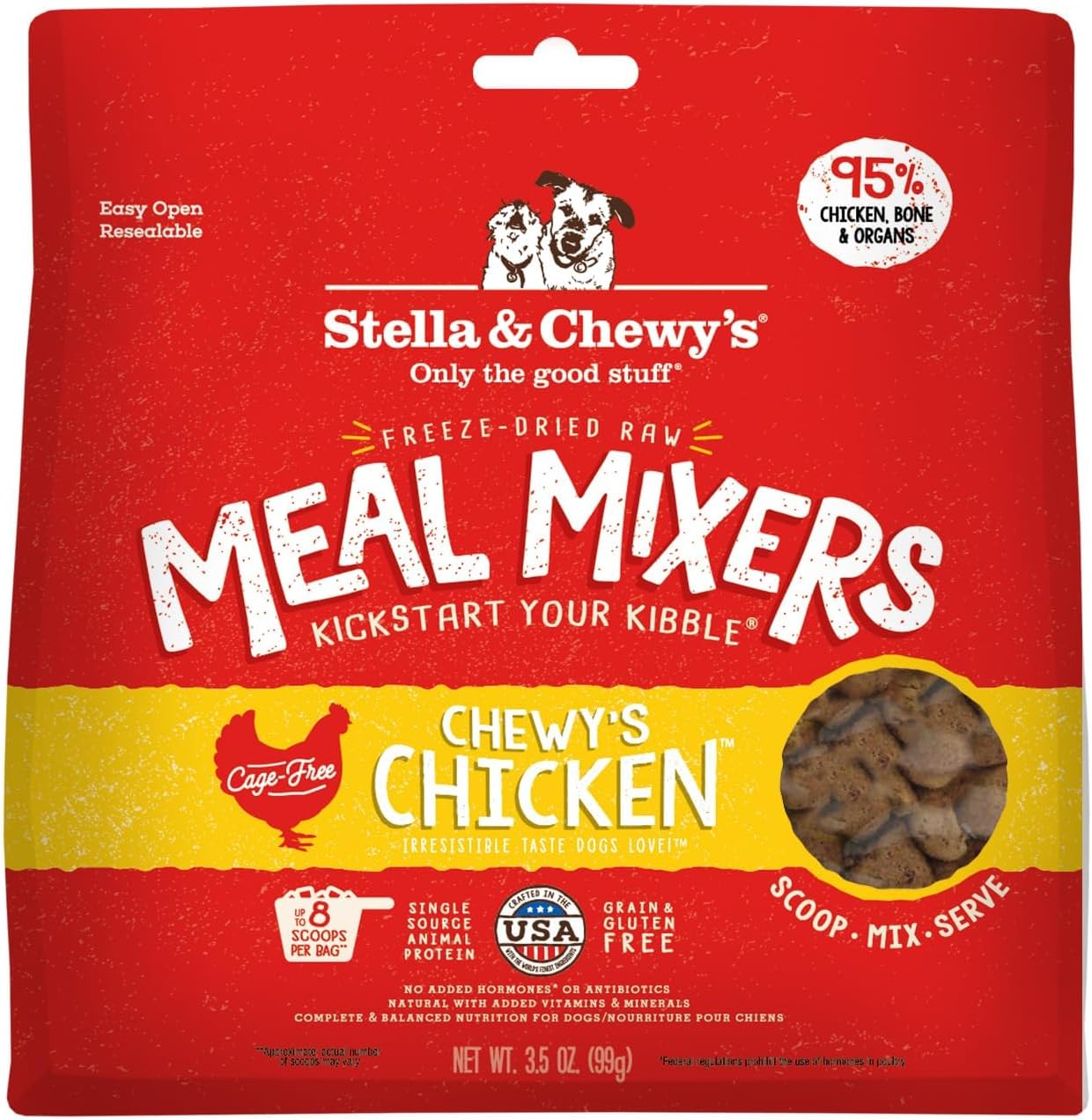 Stella & Chewy's Freeze-Dried Raw Chicken Meal Mixers - Dog Food Topper and Mixer - Free Chicken, Organs & Bone - Grain-Free